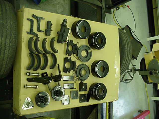 Spindle and brake parts after restoration powdercoating and painting